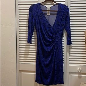 Laundry blue/black wrap dress with 3/4 sleeves
